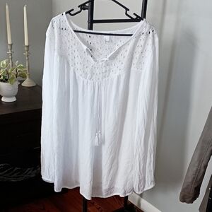 Elegant White Eyelet Top